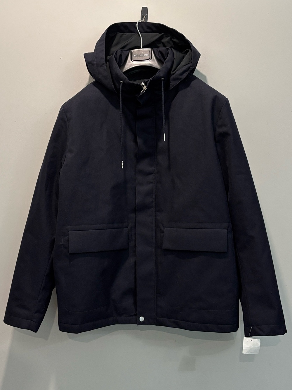 Sandro Navy Technical Hooded Wool Blend Parka NWT Quilted Lining XL - Picture 4 of 16